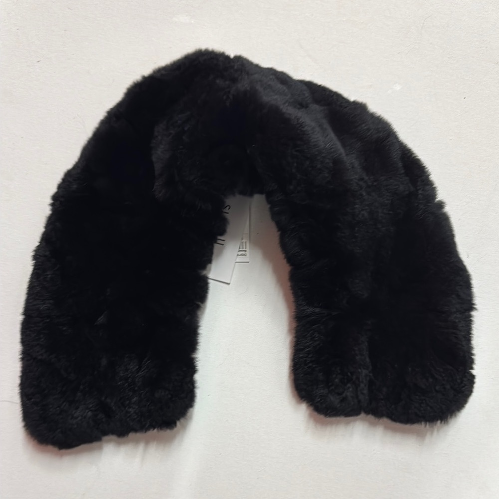Surell Black Plush Fur Scarf Wrap Accessory